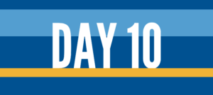 Blue background with white text that reads "Day 10"