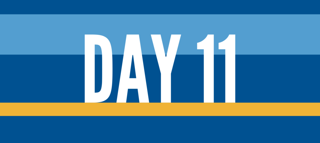 Blue background with white text that reads "Day 11"