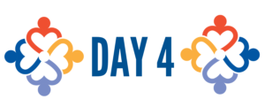 Graphic depicts four heart-shaped figures with hands meeting in the middle, bold text block says, "Day 4"