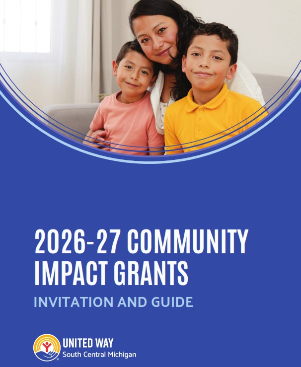Photo of a mother and two children, with text below that reads: 2026027 Community Impact Grants