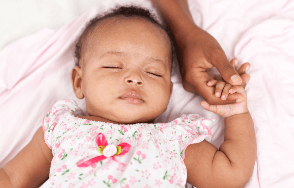 A baby sleeps