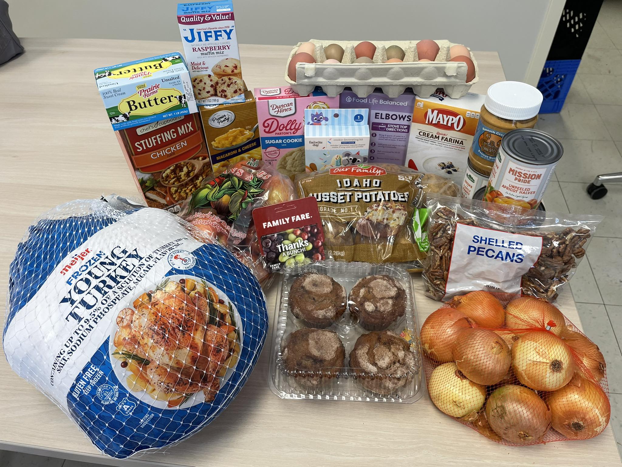 Groceries on a table.