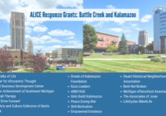 picture shows 2 cities of battle creek and kalamazoo, recipients of the ALICE mini grants fill the bottom