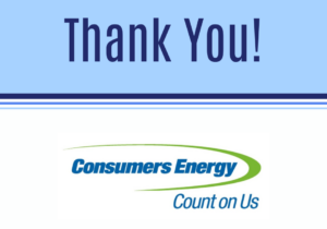 The words thank you above a Consumers Energy logo